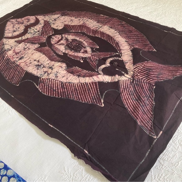 African wax print handmade batik fabric wall hangings lot of 3 - 33” x 45” - Picture 3 of 14